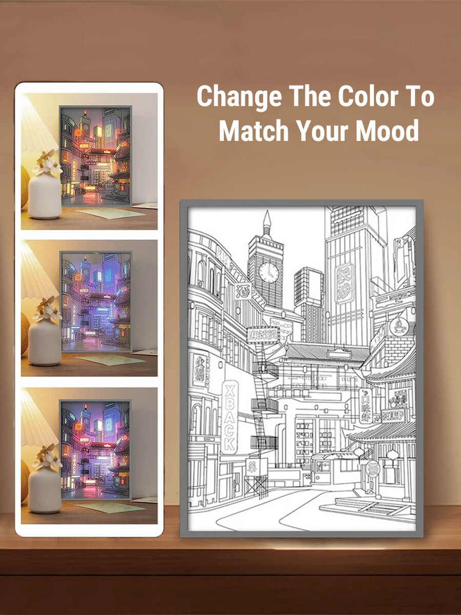 City Night Light Up Framed Painting