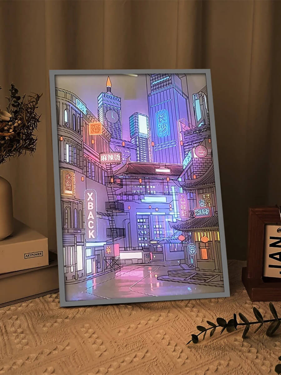 City Night Light Up Framed Painting