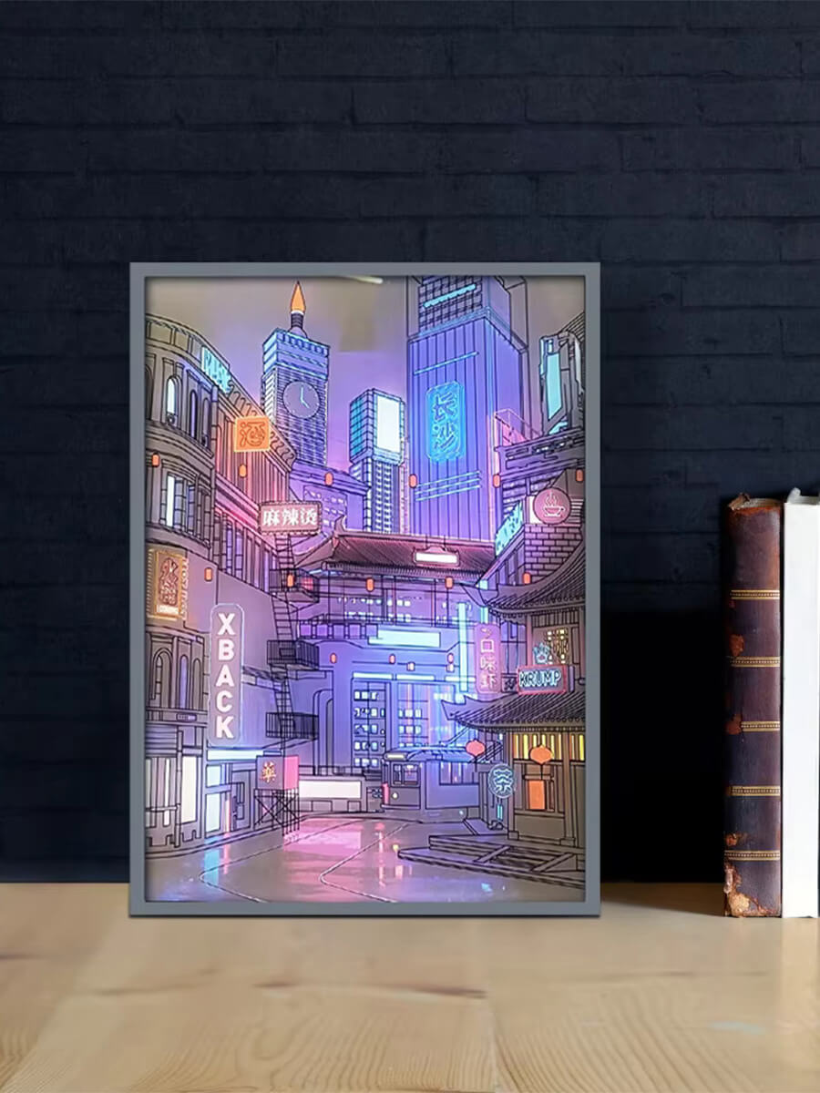 City Night Light Up Framed Painting