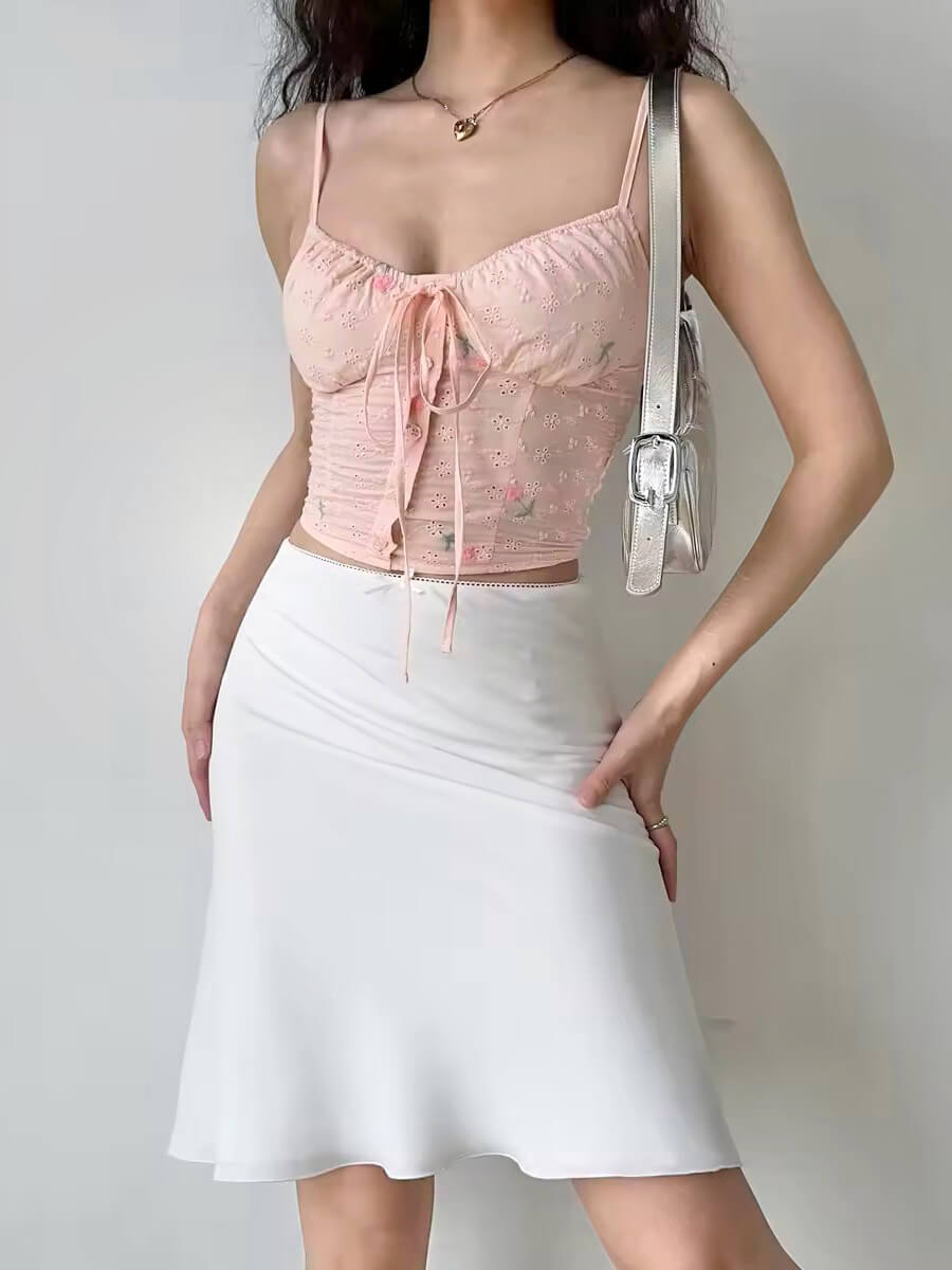 Lace Up Flower Camisole