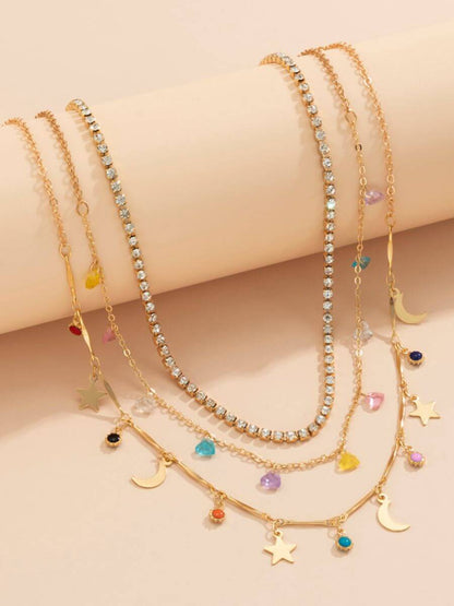 Stars & Moons Aligned Stacked Necklace Set